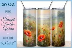 This enchanting sublimation tumbler wrap design encapsulates the serene beauty of meadow flowers, poppies and dandelions, bringing a touch of nature's elegance to your everyday routine.