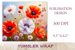 This enchanting sublimation tumbler wrap design encapsulates the serene beauty of meadow flowers, poppies and dandelions, bringing a touch of nature&#039;s elegance to your everyday routine.