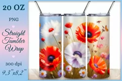 This enchanting sublimation tumbler wrap design encapsulates the serene beauty of meadow flowers, poppies and dandelions, bringing a touch of nature's elegance to your everyday routine.