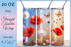 This enchanting sublimation tumbler wrap design encapsulates the serene beauty of meadow flowers, poppies and dandelions, bringing a touch of nature&#039;s elegance to your everyday routine.