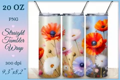 This enchanting sublimation tumbler wrap design encapsulates the serene beauty of meadow flowers, poppies and dandelions, bringing a touch of nature's elegance to your everyday routine.