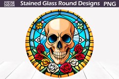 Skull Roses Stained Glass | Skull Flowers Wind Spinner Product Image 1