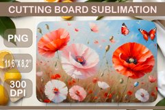 Meadow Flowers. Beautiful sublimation design for kitchen cutting board. A watercolor painting that will bring touches of natural beauty right to your kitchen surface.