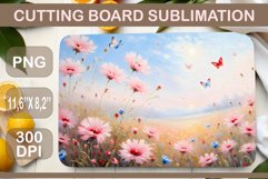 Meadow Flowers. Beautiful sublimation design for kitchen cutting board. A watercolor painting that will bring touches of natural beauty right to your kitchen surface.
