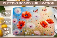 Meadow Flowers. Beautiful sublimation design for kitchen cutting board. A watercolor painting that will bring touches of natural beauty right to your kitchen surface.