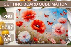 Meadow Flowers. Beautiful sublimation design for kitchen cutting board. A watercolor painting that will bring touches of natural beauty right to your kitchen surface.