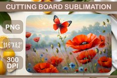 Meadow Flowers. Beautiful sublimation design for kitchen cutting board. A watercolor painting that will bring touches of natural beauty right to your kitchen surface.