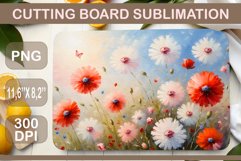 Meadow Flowers. Beautiful sublimation design for kitchen cutting board. A watercolor painting that will bring touches of natural beauty right to your kitchen surface.