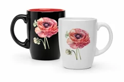 Sublimation design, pink ranunculus flowers, PNG file Product Image 2