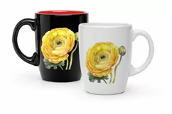 Sublimation design, yellow ranunculus flowers, PNG file Product Image 2