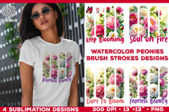 Watercolor Spring Peonies Brush Strokes Sublimation Design Product Image 1