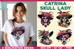Elegant Catrina Skull Lady Portrait Sublimation Design Product Image 1