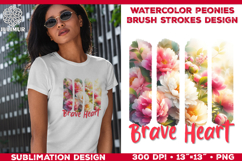 Watercolor Spring Peonies Brush Strokes Sublimation Design Product Image 1