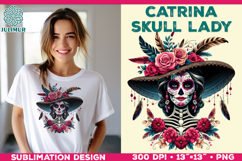 Elegant Catrina Skull Lady Portrait Sublimation Design Product Image 1