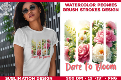 Watercolor Spring Peonies Brush Strokes Sublimation Design Product Image 1