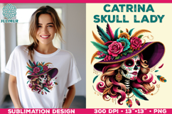 Elegant Catrina Skull Lady Portrait Sublimation Design Product Image 1