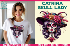 Elegant Catrina Skull Lady Portrait Sublimation Design Product Image 1