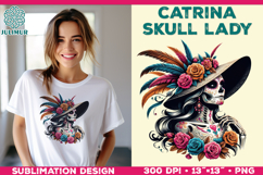 Elegant Catrina Skull Lady Portrait Sublimation Design Product Image 3