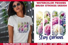 Watercolor Spring Peonies Brush Strokes Sublimation Design Product Image 1