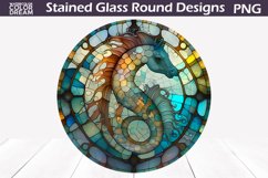 Seahorse Stained Glass PNG | Seahorse Round Design Product Image 1