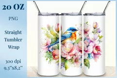 Beautiful watercolor composition spring flowers bloom in bright shades. Artwork is specifically crafted for sublimation design on a tumbler 20 oz. High resolution and high quality perfect for printing and sublimation