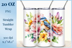 Beautiful watercolor composition spring flowers bloom in bright shades. Artwork is specifically crafted for sublimation design on a tumbler 20 oz. High resolution and high quality perfect for printing and sublimation