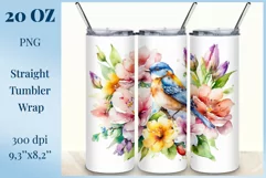 Beautiful watercolor composition spring flowers bloom in bright shades. Artwork is specifically crafted for sublimation design on a tumbler 20 oz. High resolution and high quality perfect for printing and sublimation