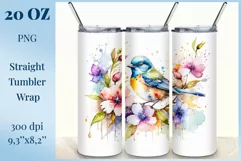 Beautiful watercolor composition spring flowers bloom in bright shades. Artwork is specifically crafted for sublimation design on a tumbler 20 oz. High resolution and high quality perfect for printing and sublimation