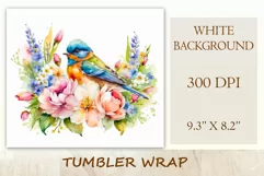 Beautiful watercolor composition spring flowers bloom in bright shades. Artwork is specifically crafted for sublimation design on a tumbler 20 oz. High resolution and high quality perfect for printing and sublimation