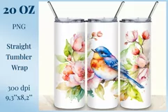 Beautiful watercolor composition spring flowers bloom in bright shades. Artwork is specifically crafted for sublimation design on a tumbler 20 oz. High resolution and high quality perfect for printing and sublimation