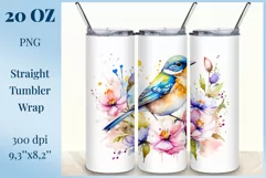 Beautiful watercolor composition spring flowers bloom in bright shades. Artwork is specifically crafted for sublimation design on a tumbler 20 oz. High resolution and high quality perfect for printing and sublimation
