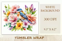 Beautiful watercolor composition spring flowers bloom in bright shades. Artwork is specifically crafted for sublimation design on a tumbler 20 oz. High resolution and high quality perfect for printing and sublimation