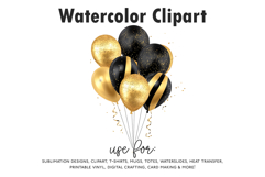Black &amp; Gold Party Balloons Clipart Product Image 1