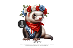 Patriotic Ferret PNG, 4th of July Ferret Product Image 1