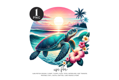 Sea Turtle Sunset PNG, Tropical Beach Sublimation Product Image 1