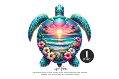 Tropical Sunset Sea Turtle PNG Product Image 1