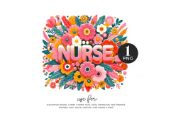 Retro Floral Nurse Sublimation PNG, Cute Nurse Shirt PNG Product Image 1