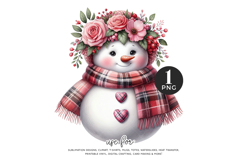 Floral Snowman Clipart PNG Product Image 1