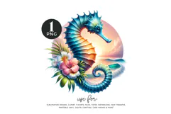 Seahorse Sublimation PNG, Tropical Ocean Clipart Product Image 1