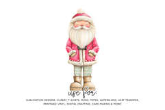 Pink Santa Claus Sublimation PNG - Trendy Retro Christmas Product Image 1