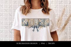 Nurse Floral Cottagecore Sublimation PNG Product Image 1