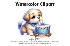 Birthday Puppy Clipart | Cute Dog with Cake PNG Product Image 1