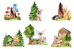 Woodland animals clipart. Forest cute baby animals clipart. Product Image 2