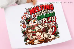 Melting Snowman Holiday Plan Hot Cocoa Christmas Winter PNG Product Image 3