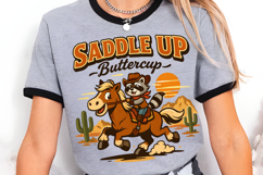 Saddle Up Buttercup Raccoon Cowboy PNG Design Product Image 3