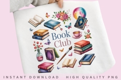 Book Club PNG, Cozy Reader Sublimation Design, Floral Book Product Image 2