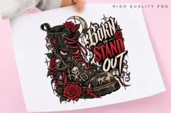 Gothic Black Boot with Red Laces, Skulls, Roses and Bold Product Image 3