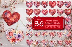 Valentine earring sublimation heart earrings heart shape sublimation design with a watercolor flower heart. Flower earring sublimation. Express your individuality, 