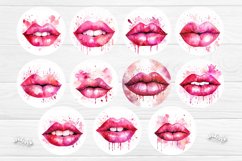 Valentine Round earring sublimation design with watercolor Red Lips. Express your individuality, elevate your mood, and spread joy with these earrings