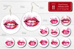 Valentine Round earring sublimation design with watercolor Red Lips. Express your individuality, elevate your mood, and spread joy with these earrings